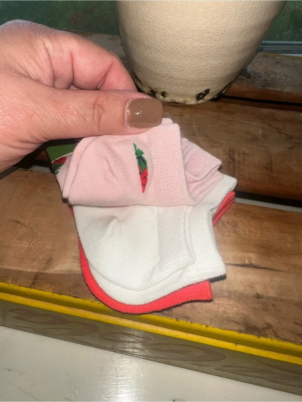 Kate Spade - 3 Pair Low-Cut Socks - Pink Strawberry, White, and Red - New